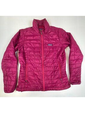 Patagonia Women L Nano Puff Full Zip Insulated Jacket Magenta Puffer Pockets